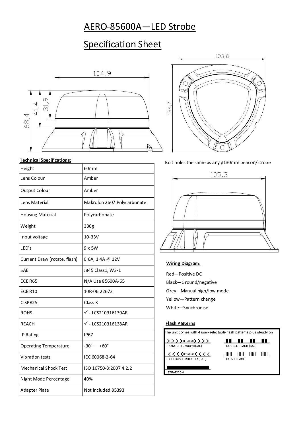 VISION X LED STROBE AEROTECH LOW PROFILE AMBER - Image 14