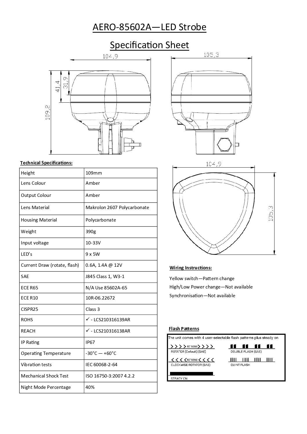 VISION X LED STROBE AEROTECH LOW PROFILE AMBER POLE MOUNT - Image 12