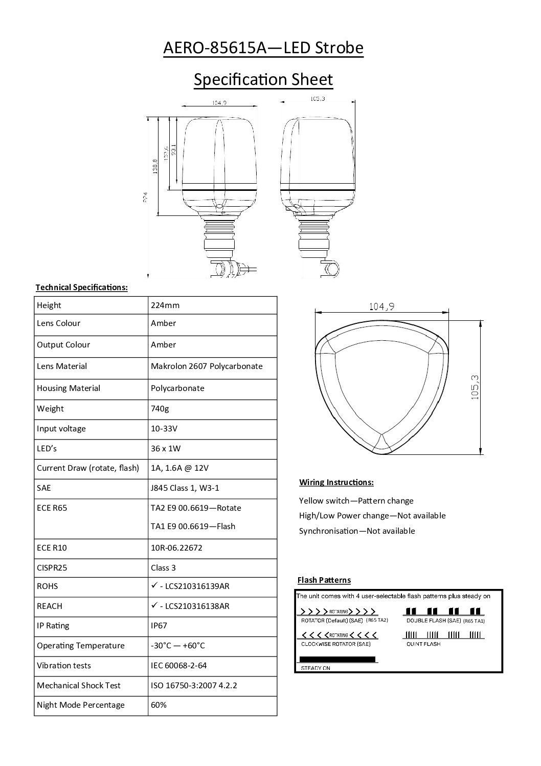 VISION X LED STROBE AEROTECH HIGH PROFILE AMBER FLEXIBLE POLE MOUNT - Image 11